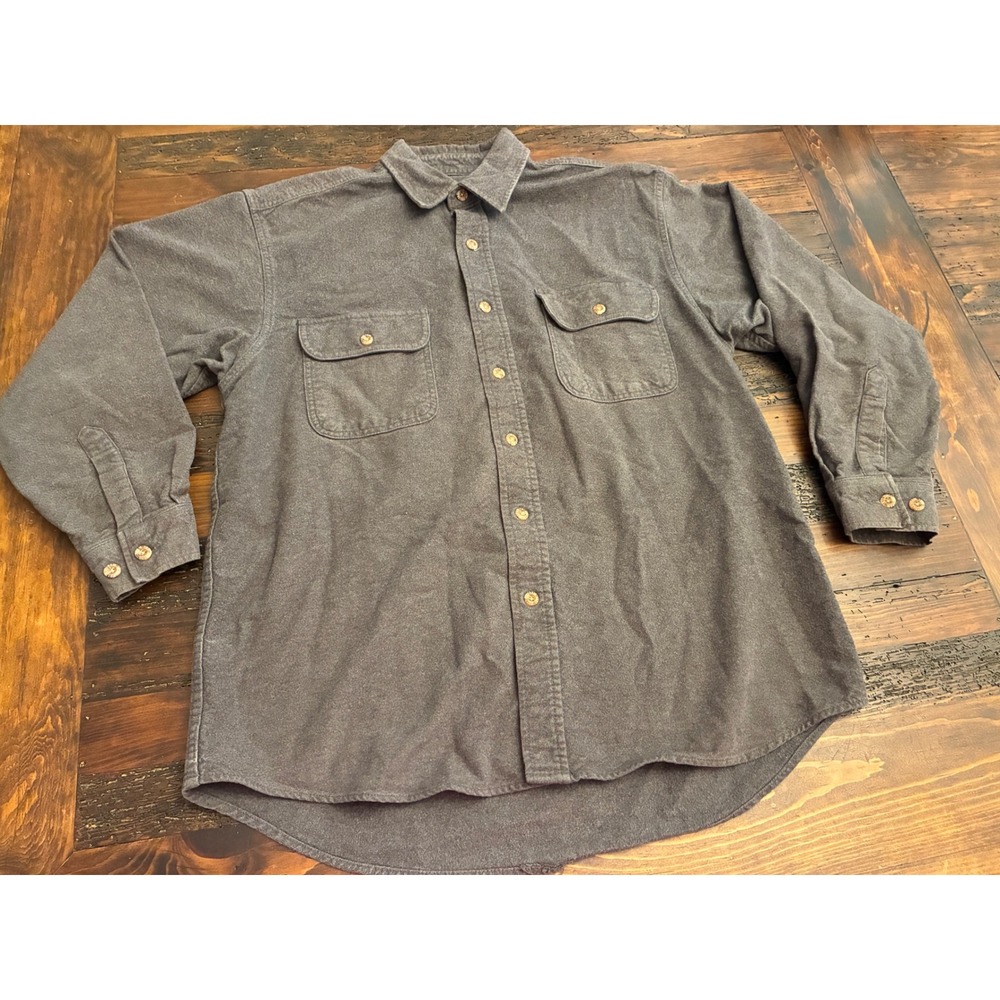 Field & Stream Flannel Shirt Vintage Gray Button Down Heavyweight Men's Large